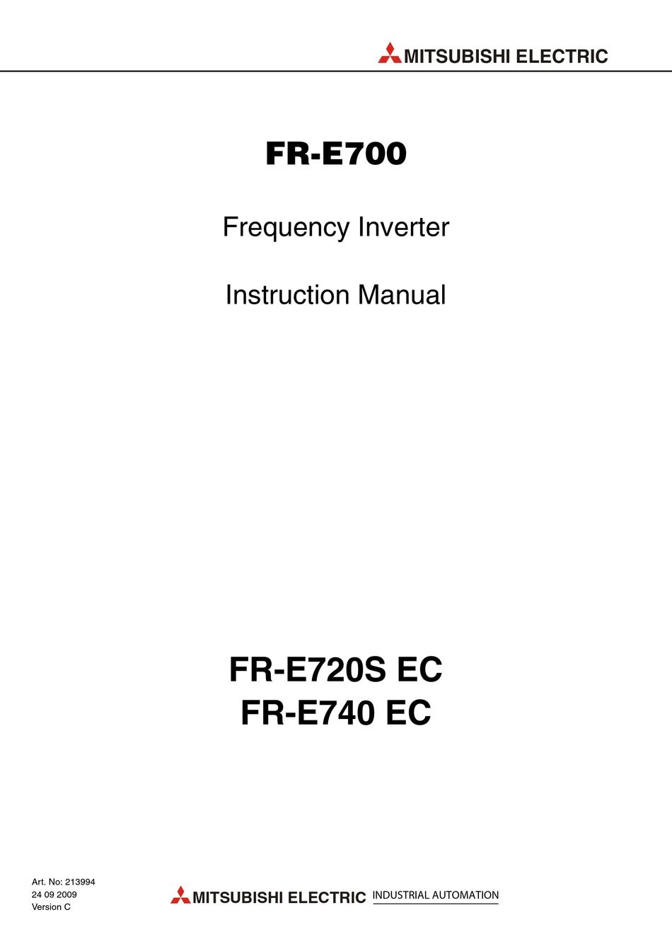 MITSUBISHI ELECTRIC FR-E700 INSTRUCTION MANUAL Pdf Download | ManualsLib