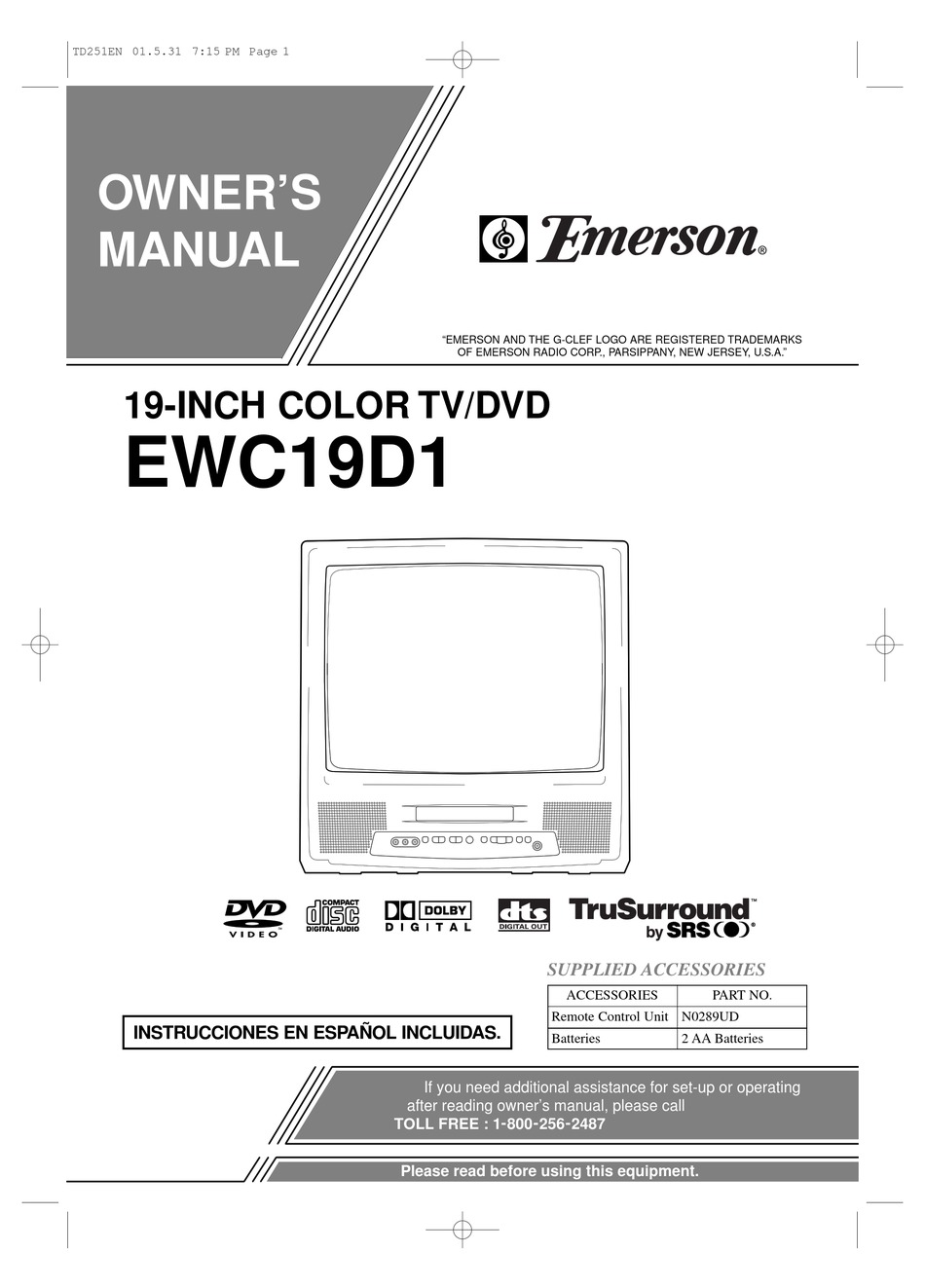 EMERSON EWC19D1 OWNER'S MANUAL Pdf Download | ManualsLib