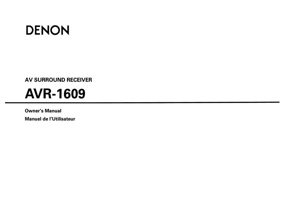 DENON AVR-1609 OWNER'S MANUAL Pdf Download | ManualsLib