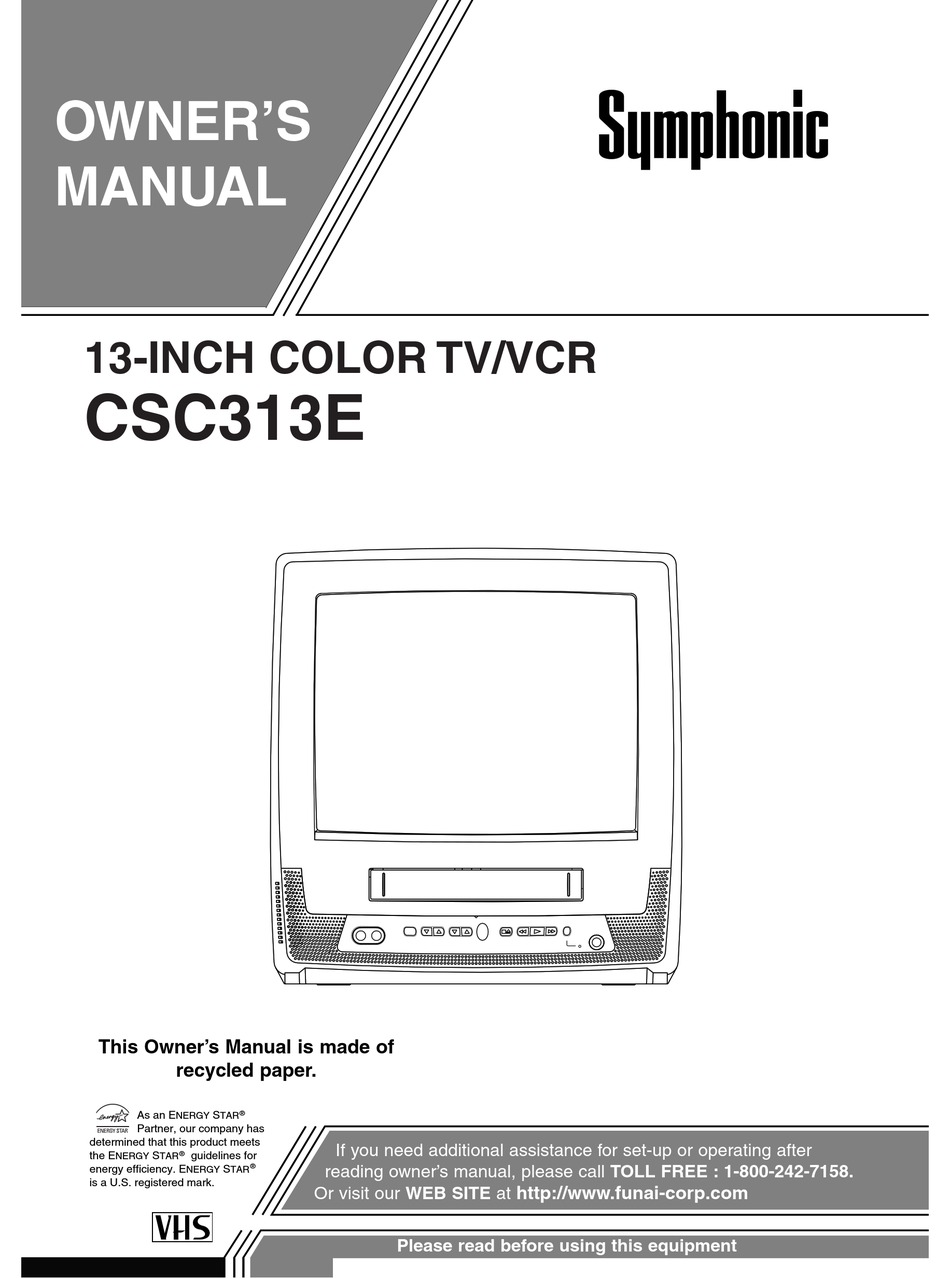 SYMPHONIC CSC313E OWNER'S MANUAL Pdf Download | ManualsLib