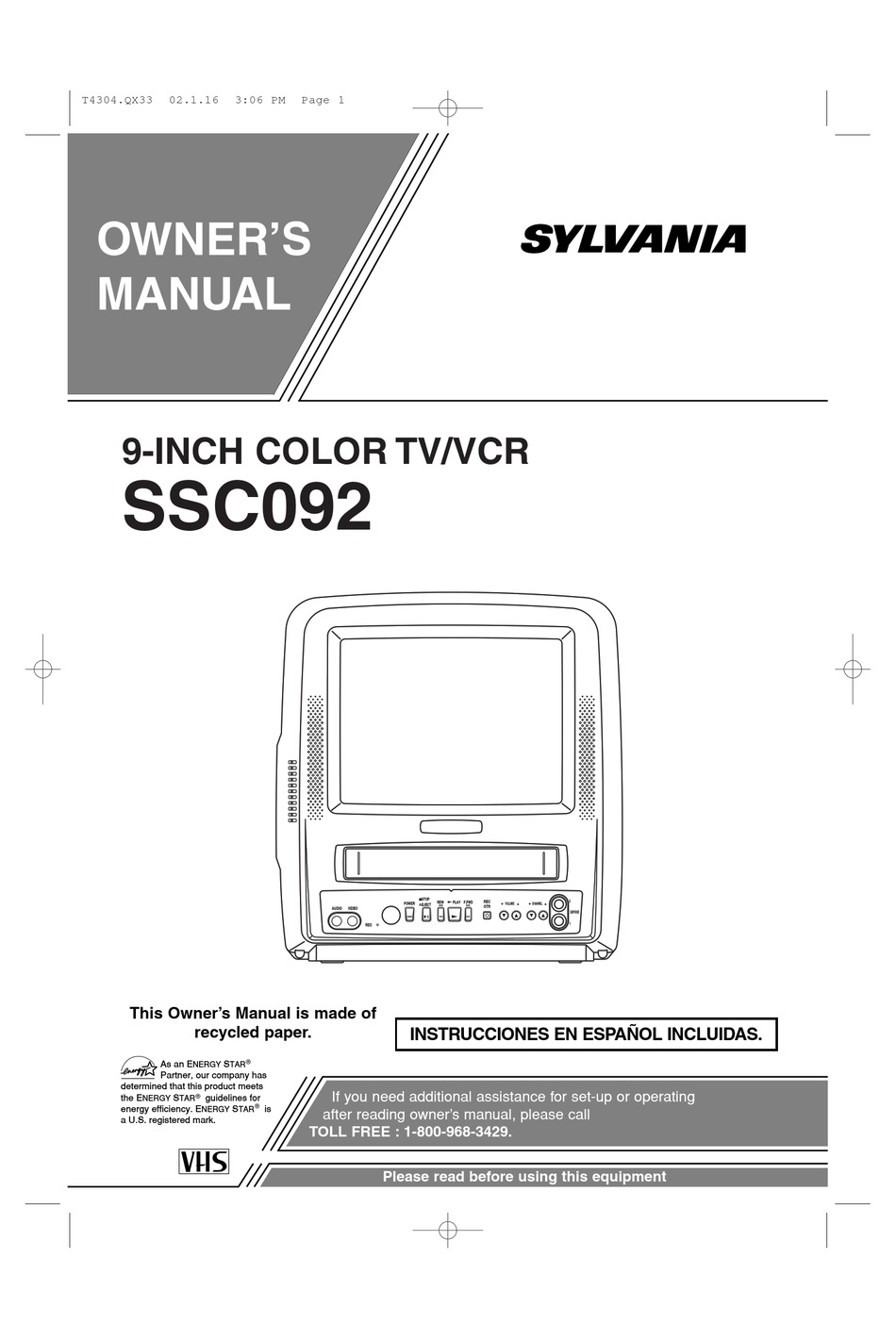 SYLVANIA SSC092 OWNER'S MANUAL Pdf Download | ManualsLib