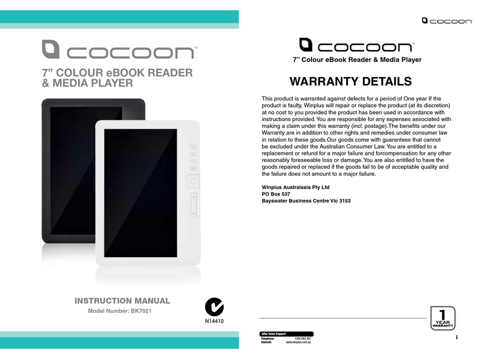 COCOON BK7021 INSTRUCTION MANUAL Pdf Download ManualsLib