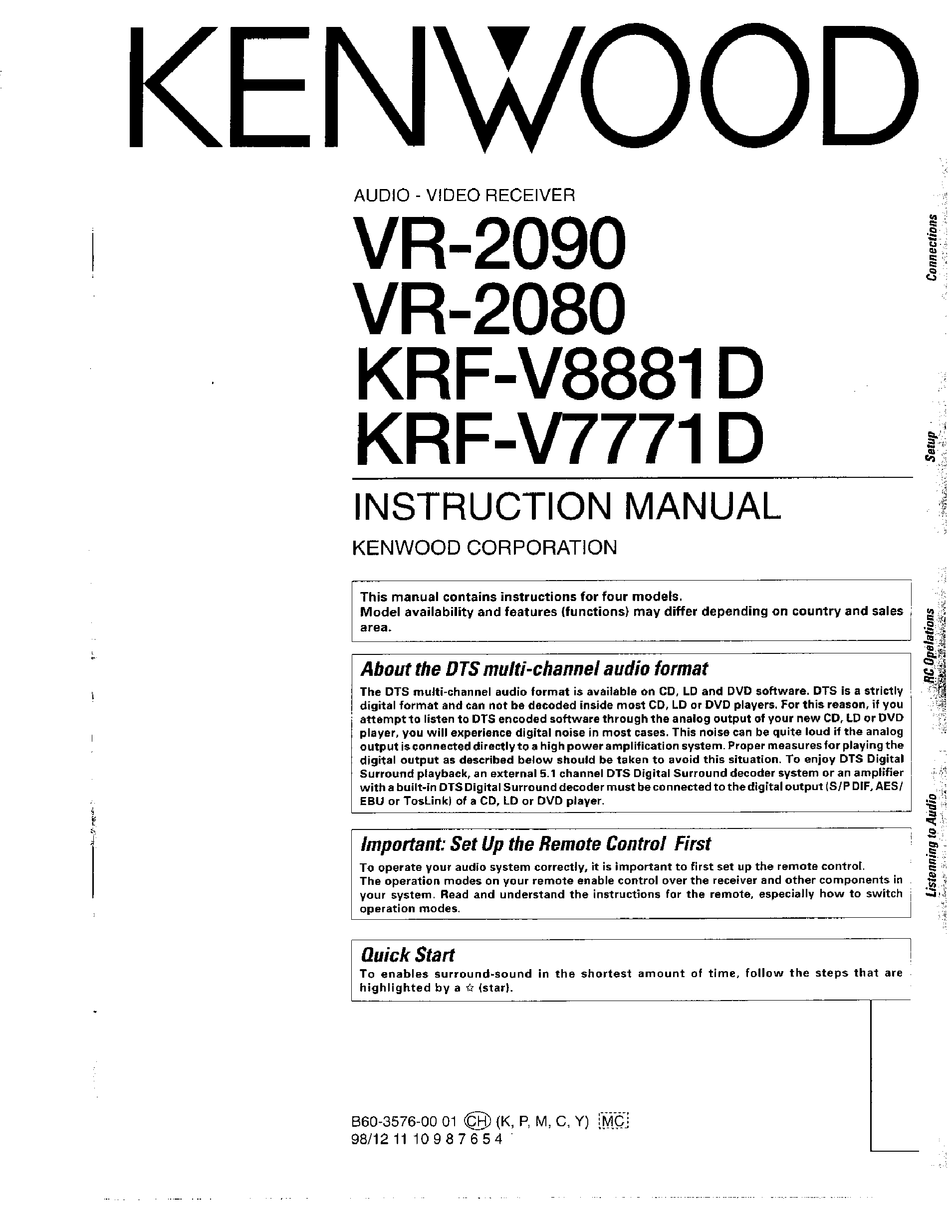 Kenwood VR-2090 Audio-Video Surround