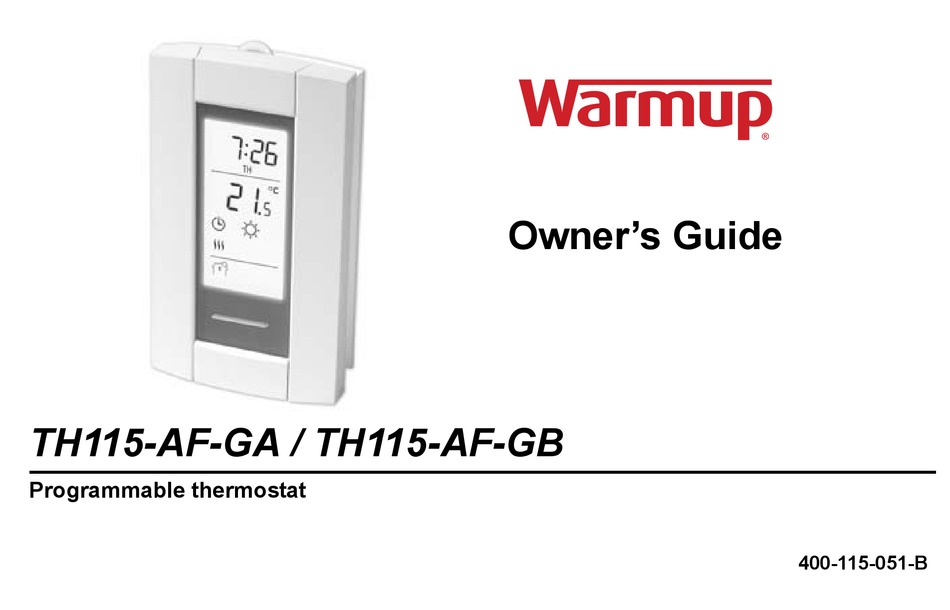Warmup Th115 Af Ga Owner S Manual Pdf Download Manualslib