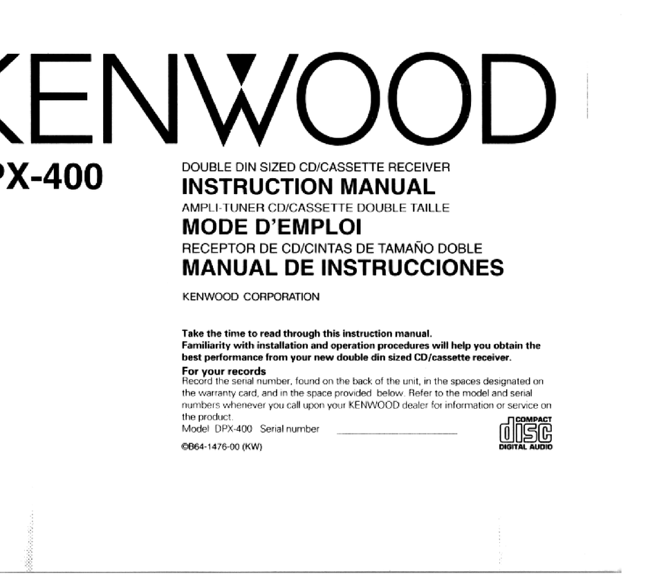 KENWOOD DPX-400 INSTRUCTION MANUAL Pdf 