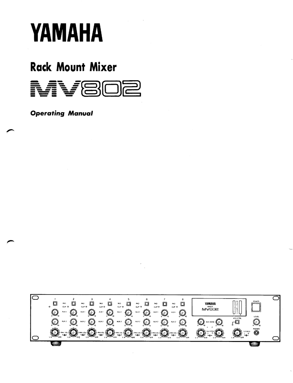 YAMAHA MV802 OPERATING MANUAL Pdf Download | ManualsLib