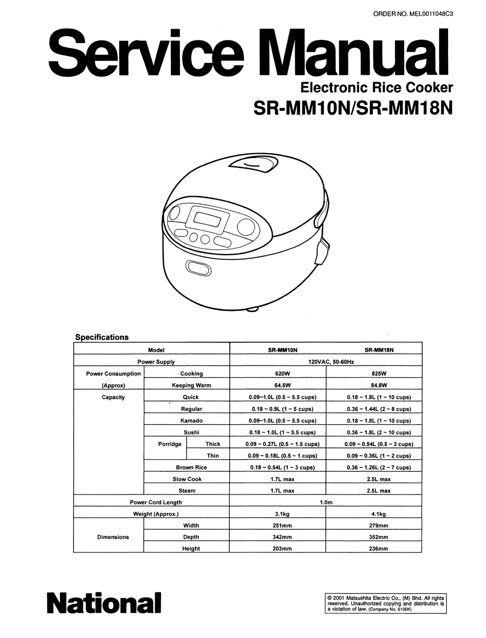 Panasonic SR-MM10NS 5-Cup Electronic Rice Cooker Warmer -Used 010