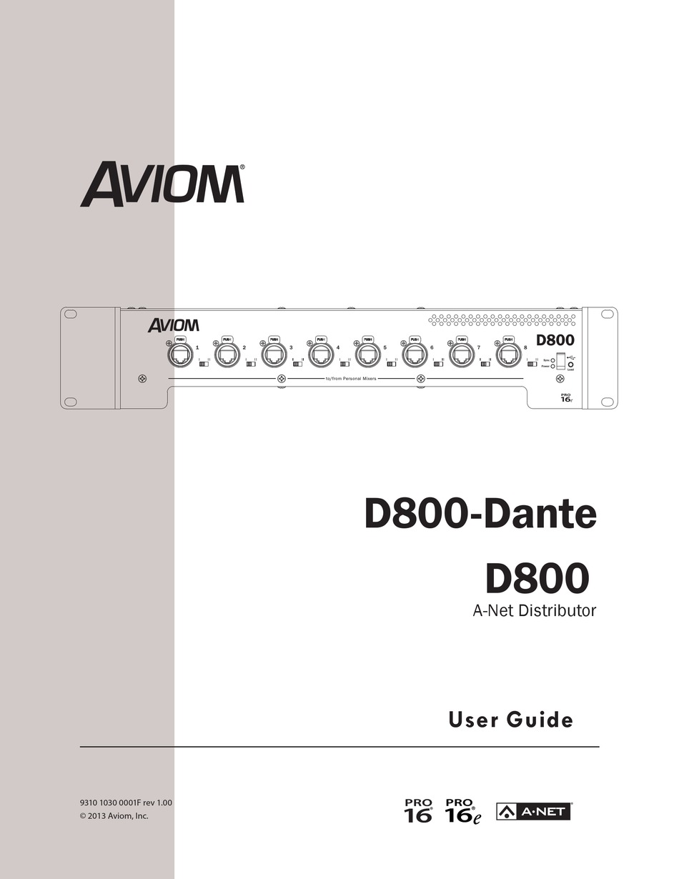 AVIOM D800DANTE USER MANUAL Pdf Download ManualsLib