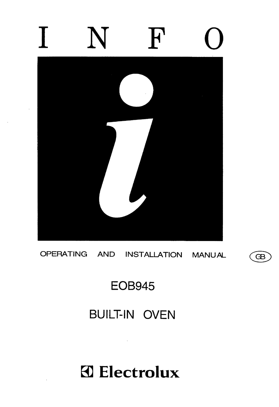 ELECTROLUX EOB945 OPERATING AND INSTALLATION MANUAL Pdf Download ManualsLib