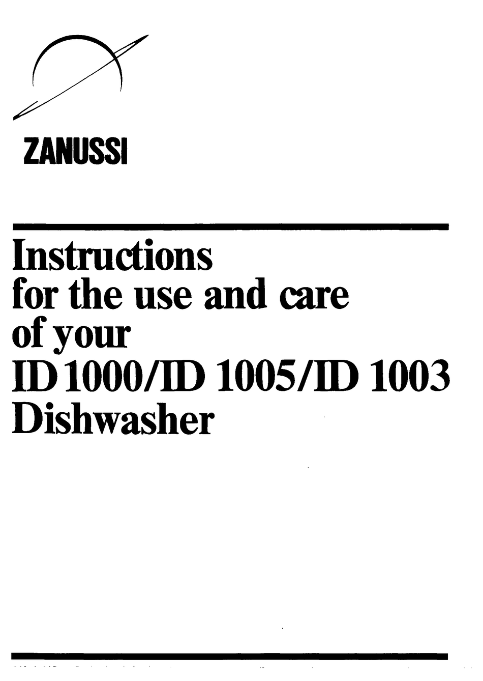 ZANUSSI ID 1000 INSTRUCTIONS FOR USE MANUAL Pdf Download ManualsLib