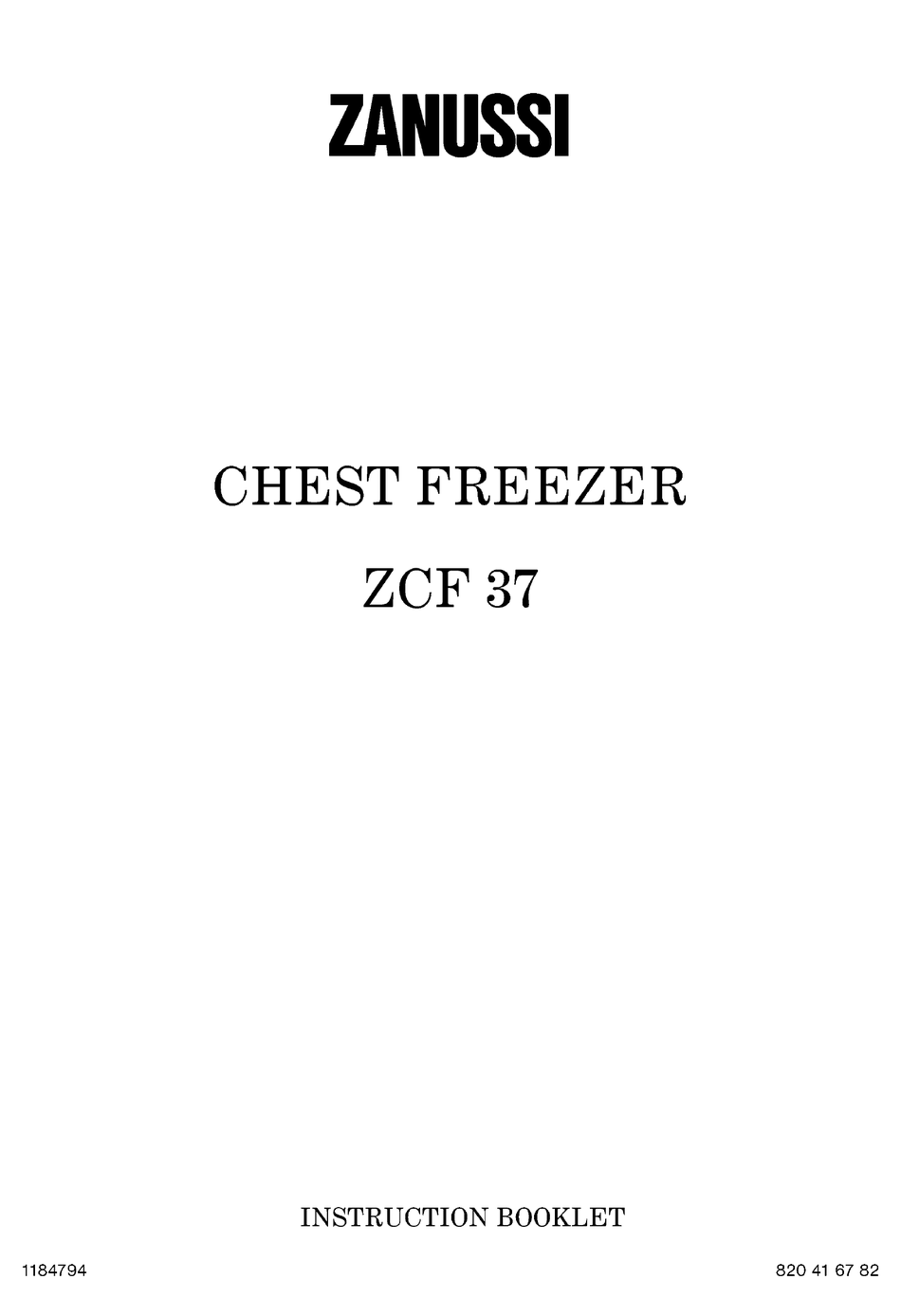 ZANUSSI ZCF 37 INSTRUCTION BOOKLET Pdf Download ManualsLib