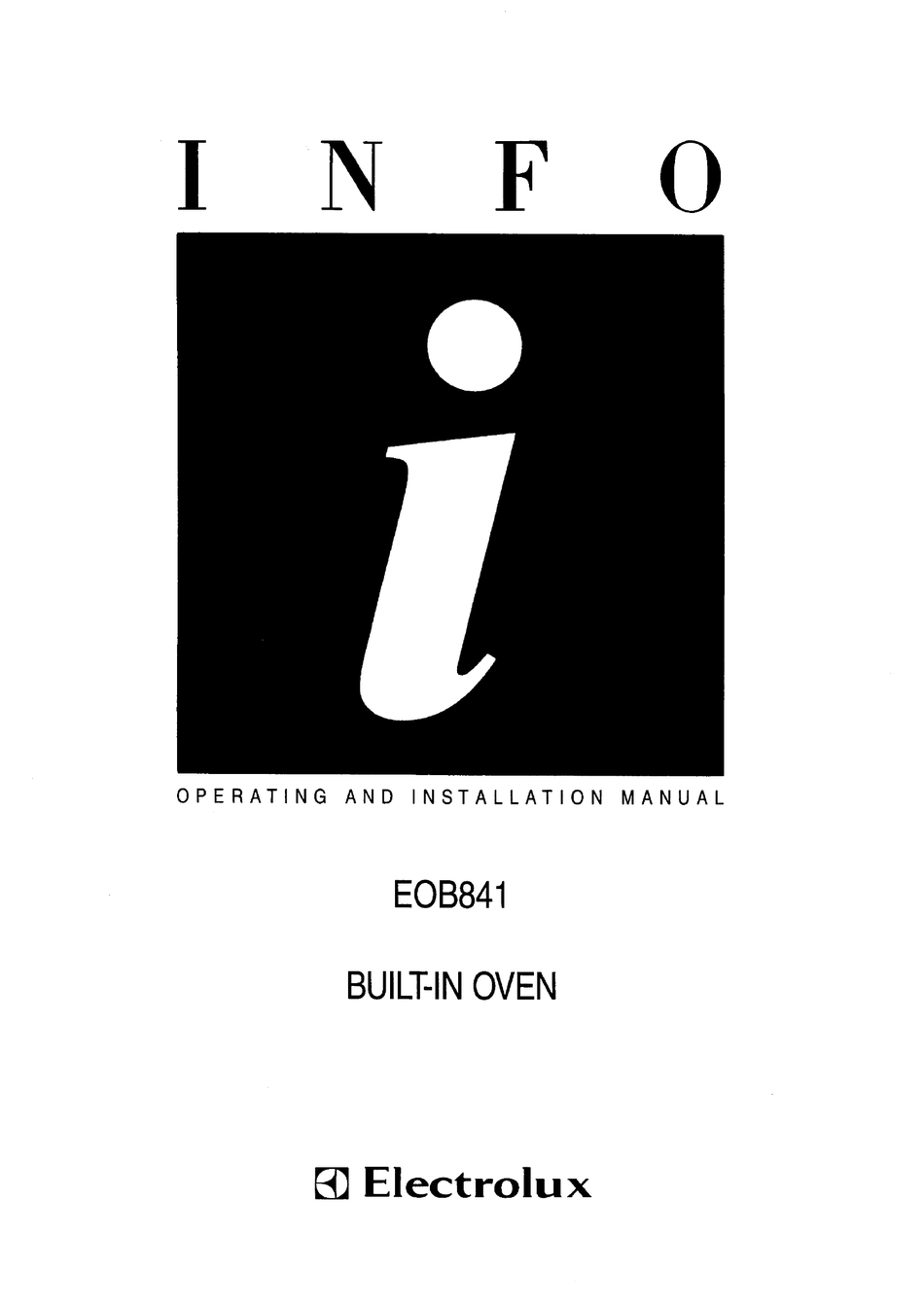 ELECTROLUX EOB841 OPERATING AND INSTALLATION MANUAL Pdf Download ManualsLib