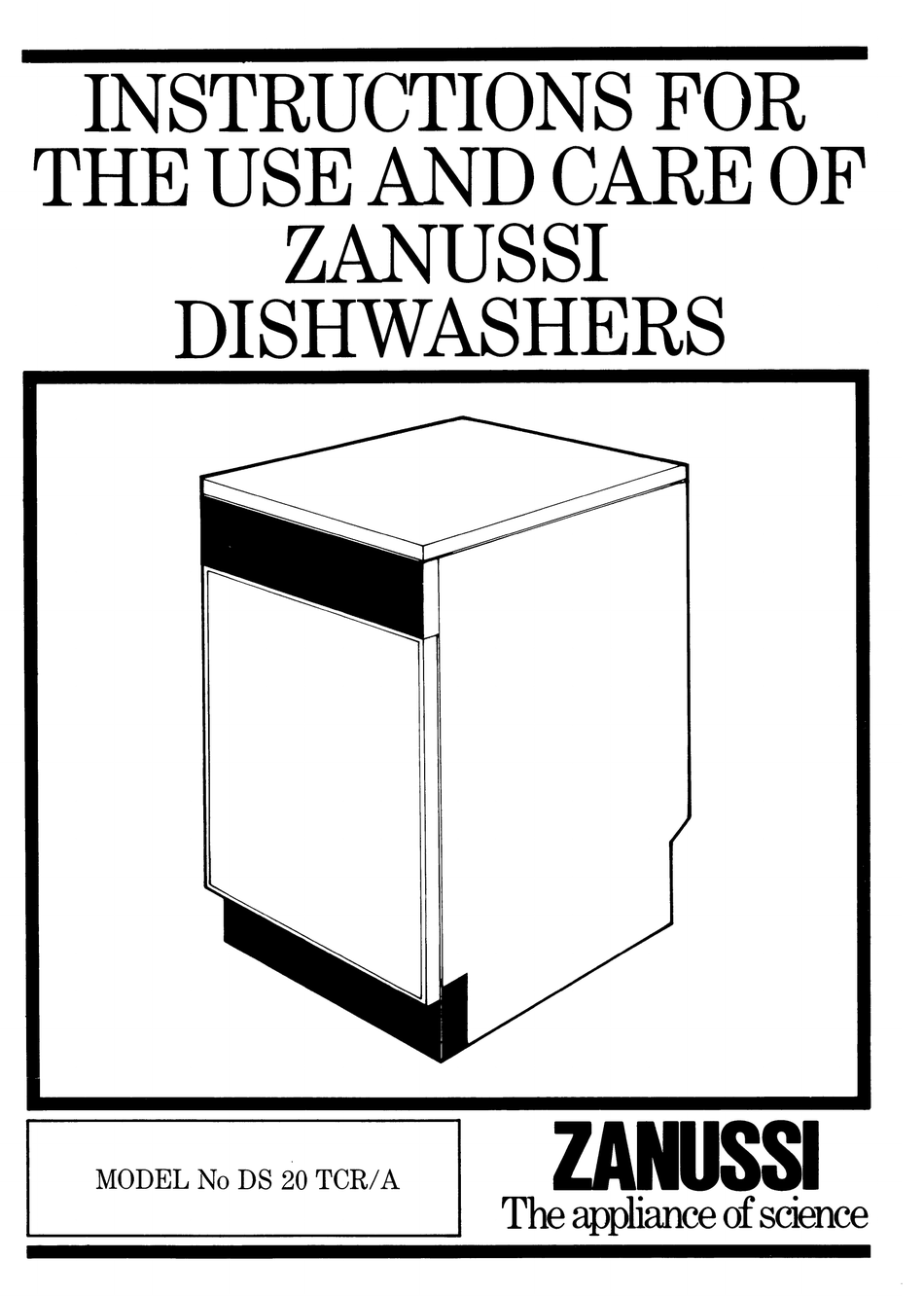 ZANUSSI DS 20 TCR/A INSTRUCTIONS FOR USE AND CARE MANUAL Pdf Download
