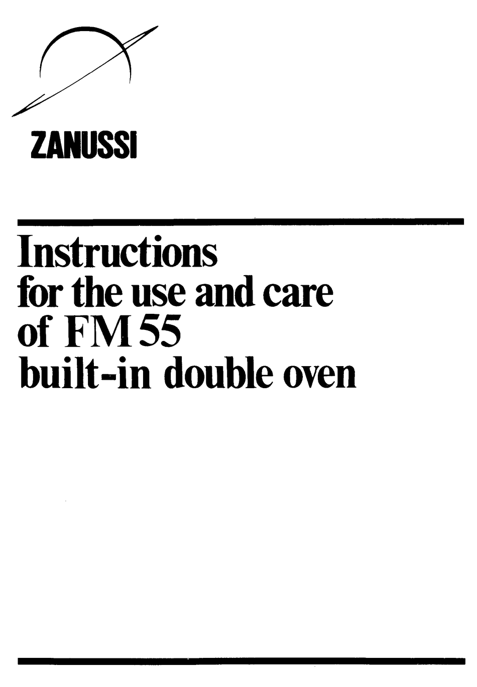 ZANUSSI FM55 INSTRUCTIONS FOR USE MANUAL Pdf Download ManualsLib