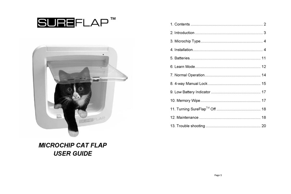 SUREFLAP MICROCHIP CAT FLAP USER MANUAL Pdf Download | ManualsLib