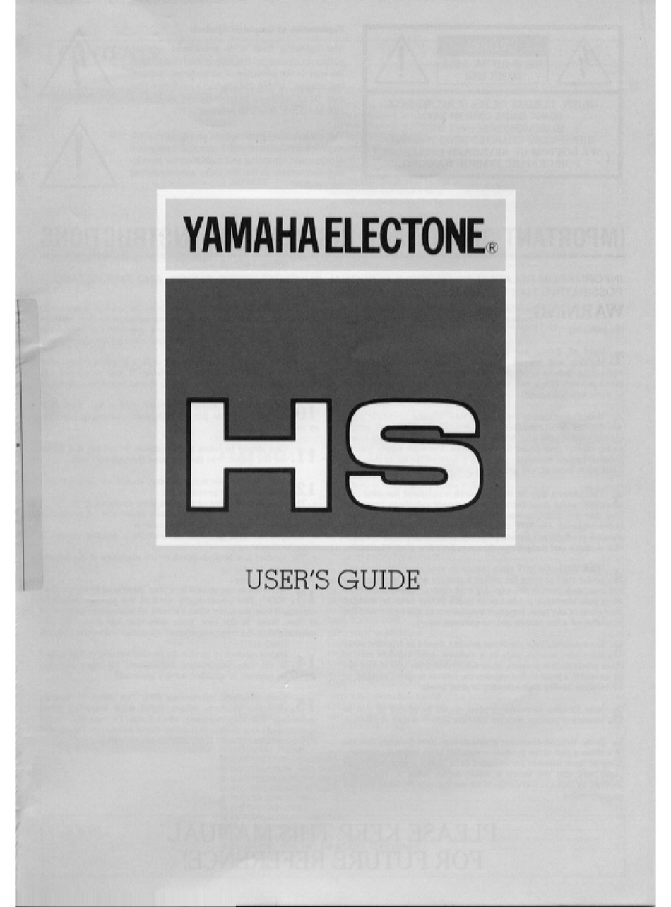 Yamaha Electone Hs User Manual Pdf Download Manualslib