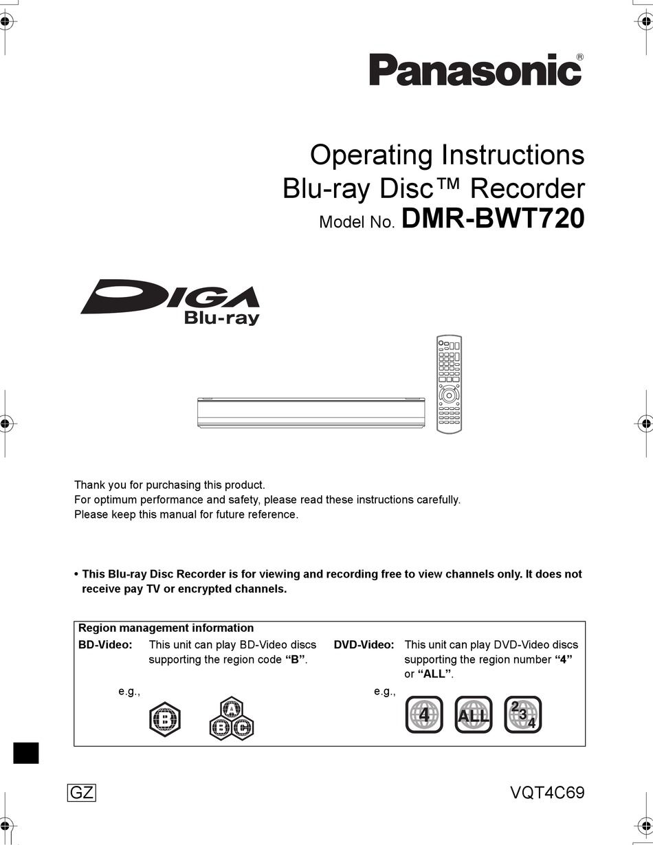 Panasonic Diga Dmr Bwt7 Operating Instructions Manual Pdf Download Manualslib