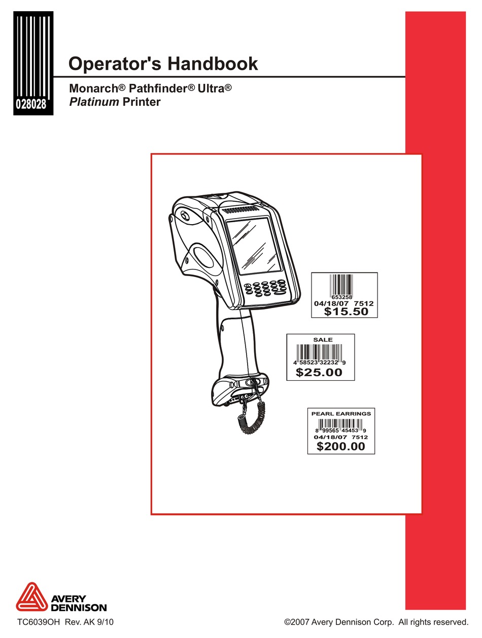 Error Codes; Technical Support - Avery Dennison Monarch Operator's