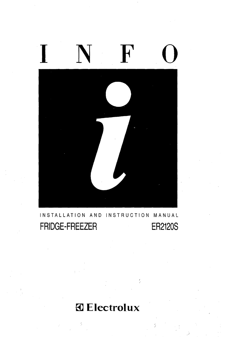 ELECTROLUX ER2120S INSTALLATION AND INSTRUCTION MANUAL Pdf Download