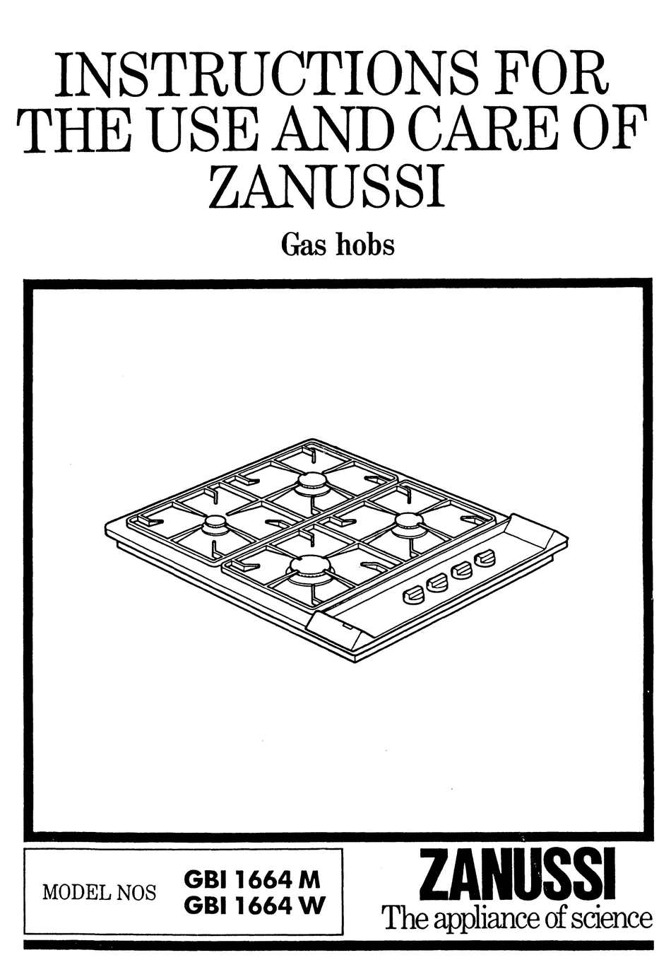 ZANUSSI GBI 1664 M INSTRUCTIONS FOR USE MANUAL Pdf Download ManualsLib