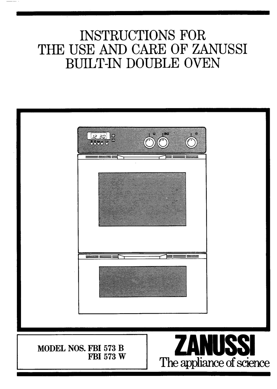 ZANUSSI FBI 573 B INSTRUCTIONS FOR USE AND CARE MANUAL Pdf Download
