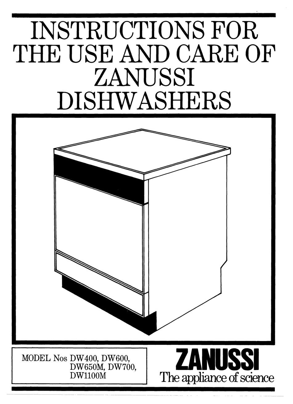 ZANUSSI DW400 INSTRUCTIONS FOR USE MANUAL Pdf Download ManualsLib