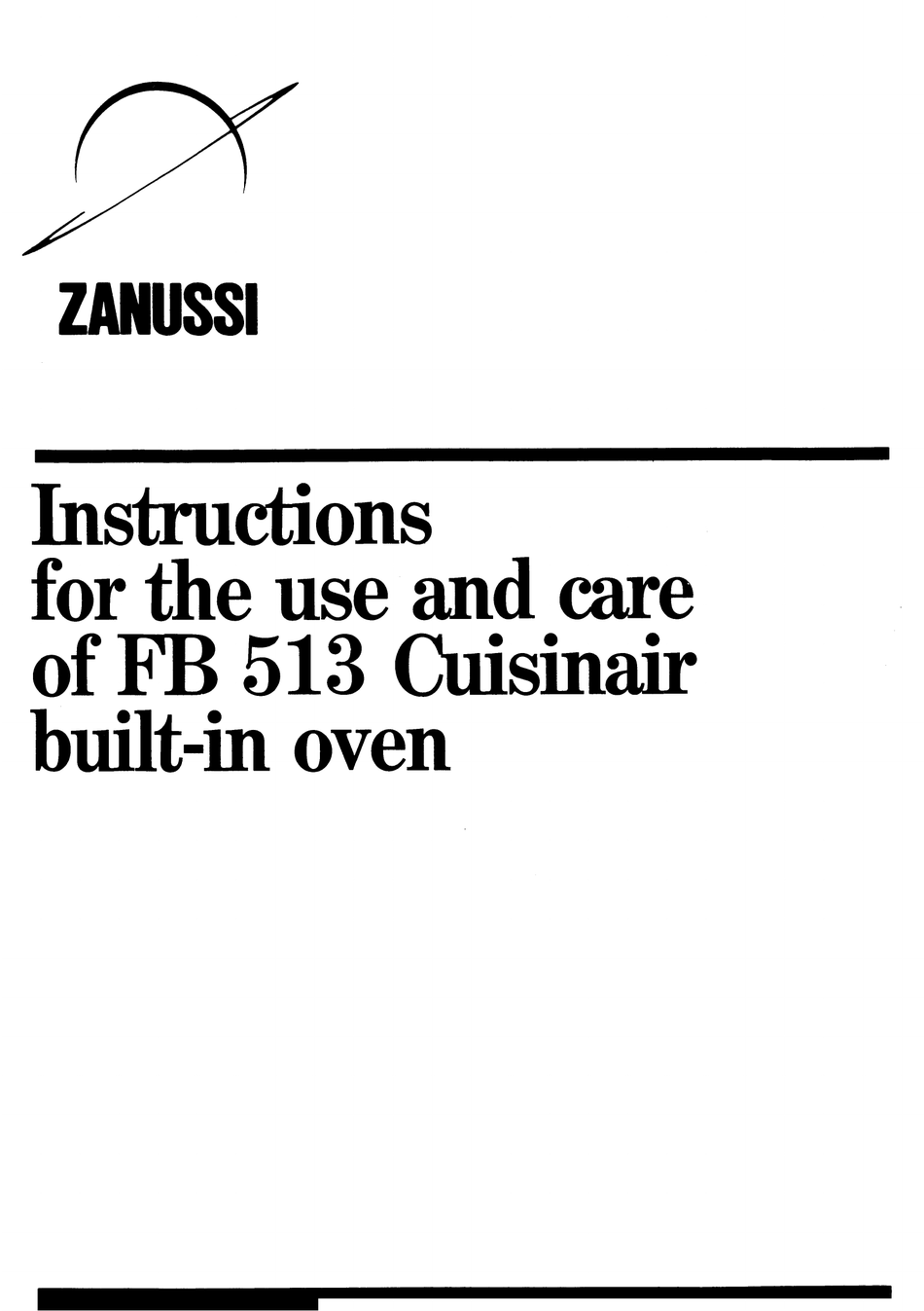 ZANUSSI FB 513 INSTRUCTIONS FOR USE MANUAL Pdf Download ManualsLib