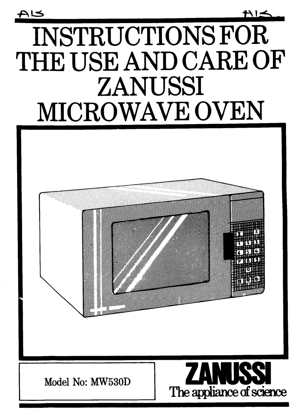 ZANUSSI MW530D INSTRUCTIONS FOR USE AND CARE MANUAL Pdf Download