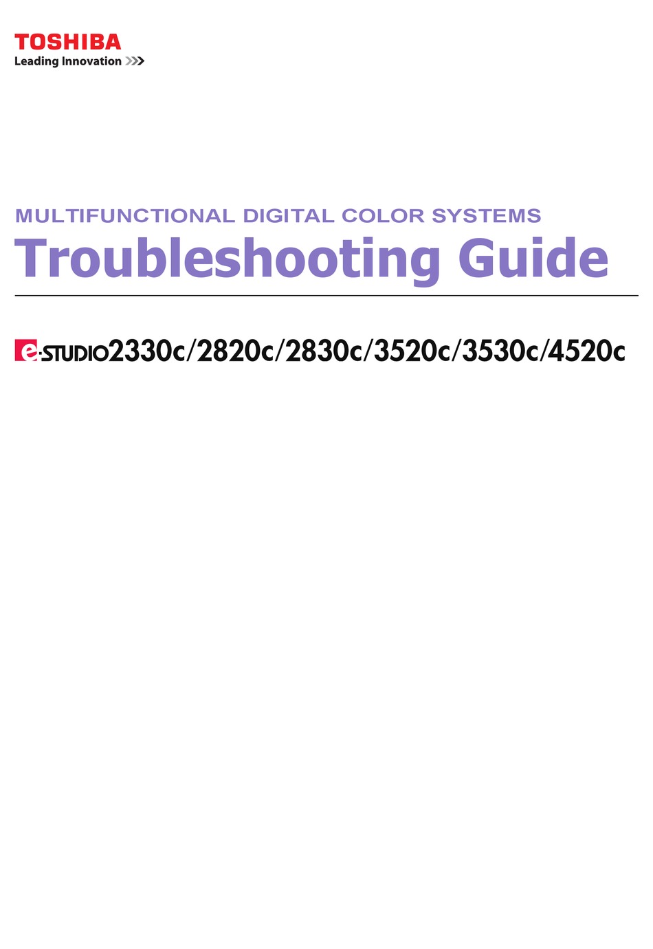 TOSHIBA E-STUDIO 2330C TROUBLESHOOTING MANUAL Pdf Download | ManualsLib