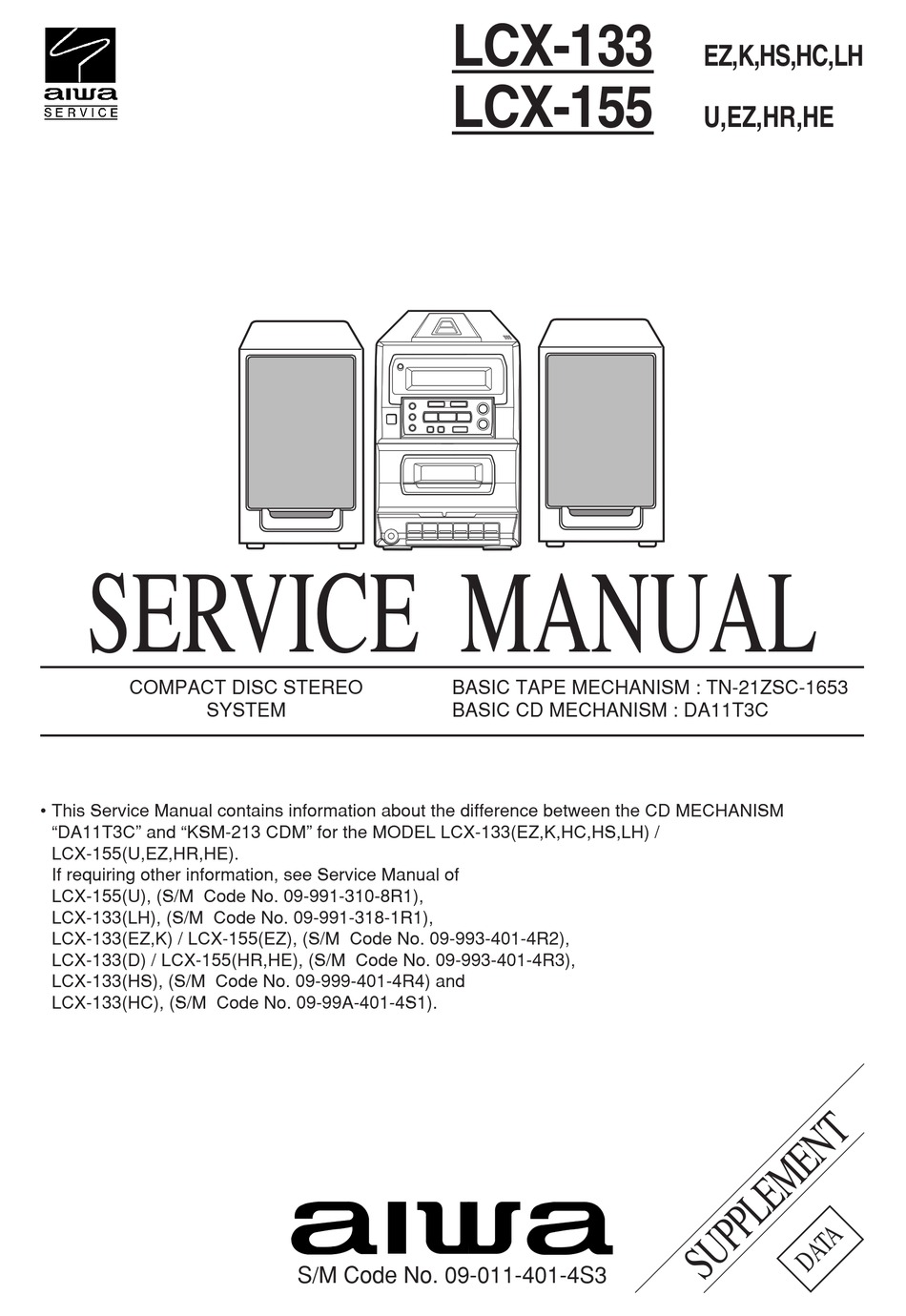 AIWA LCX-133 SERVICE MANUAL Pdf Download | ManualsLib