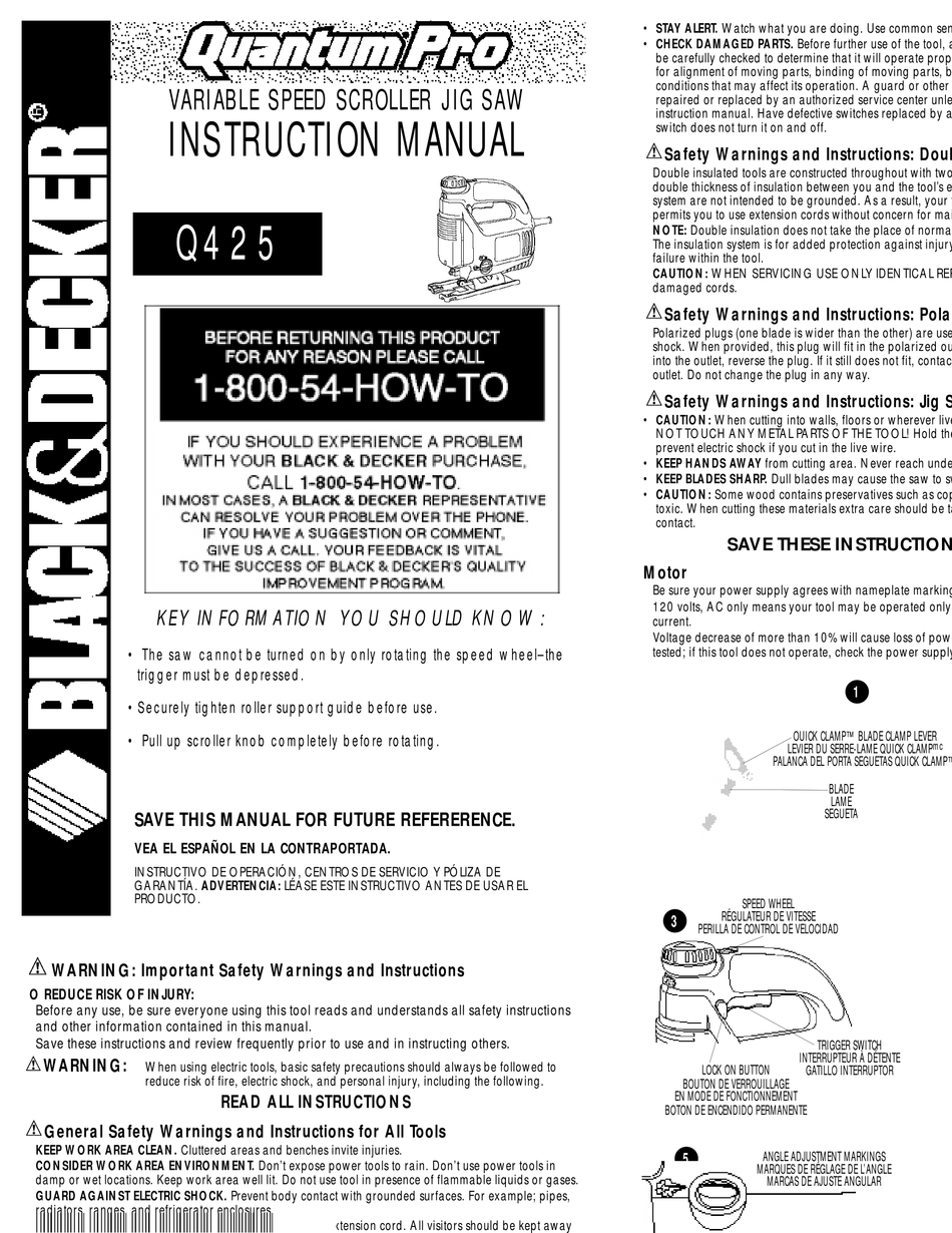 User manual Black & Decker VP870 (English - 5 pages)