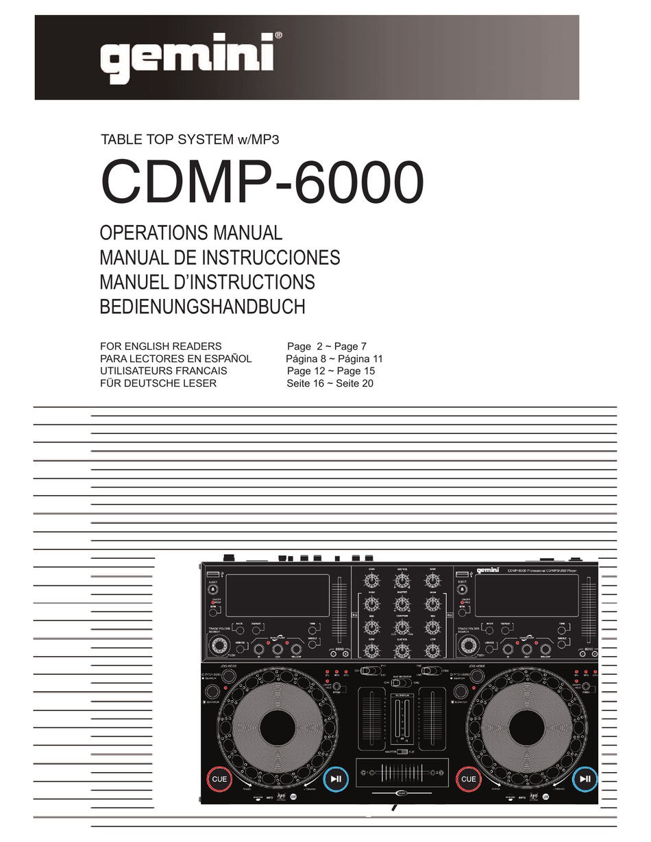 GEMINI CDMP6000 OPERATION MANUAL Pdf Download ManualsLib