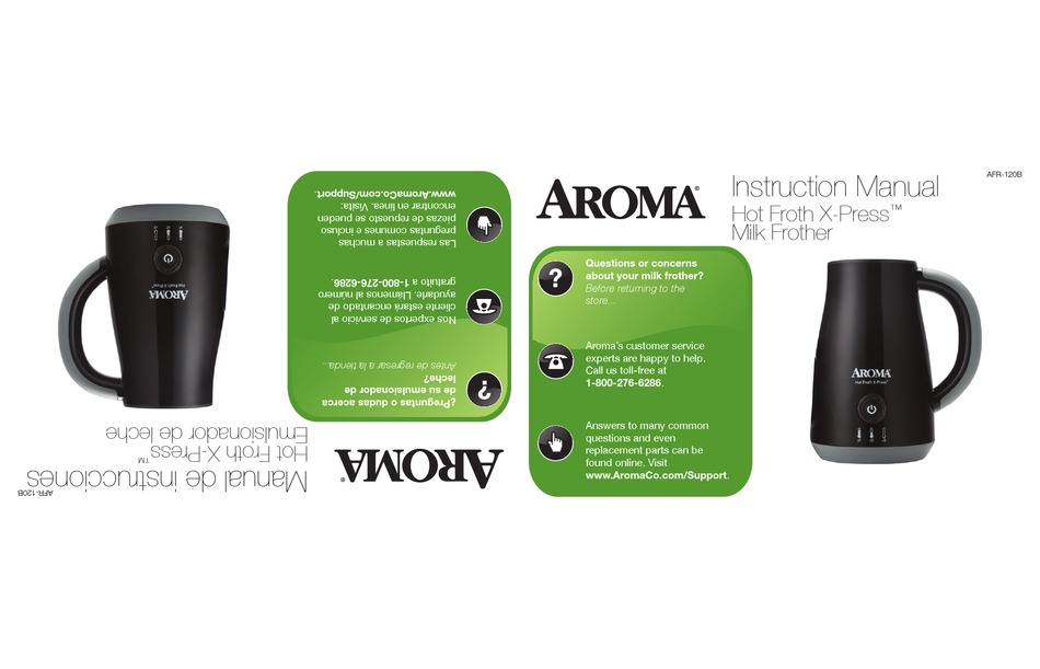 Aroma Hot Froth X Press Afr 120b Instruction Manual Pdf Download Manualslib