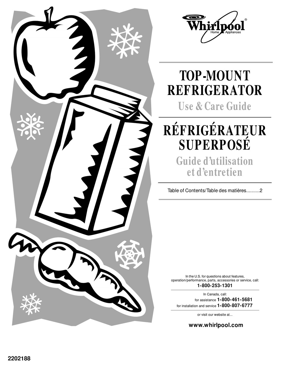 WHIRLPOOL TOPMOUNT REFRIGERATOR USE & CARE MANUAL Pdf Download