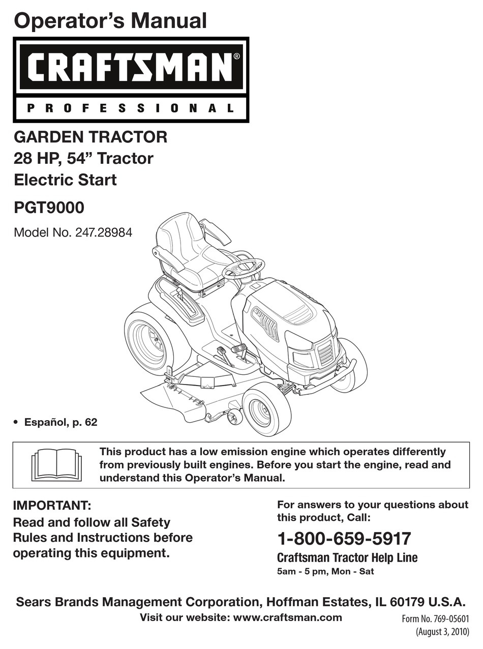 Craftsman riding lawn mower on sale model 247 manual