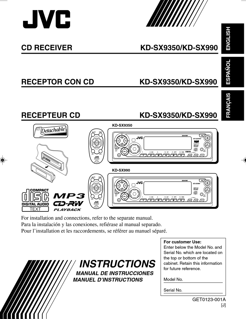 Jvc Kd Sx Instructions Manual Pdf Download Manualslib