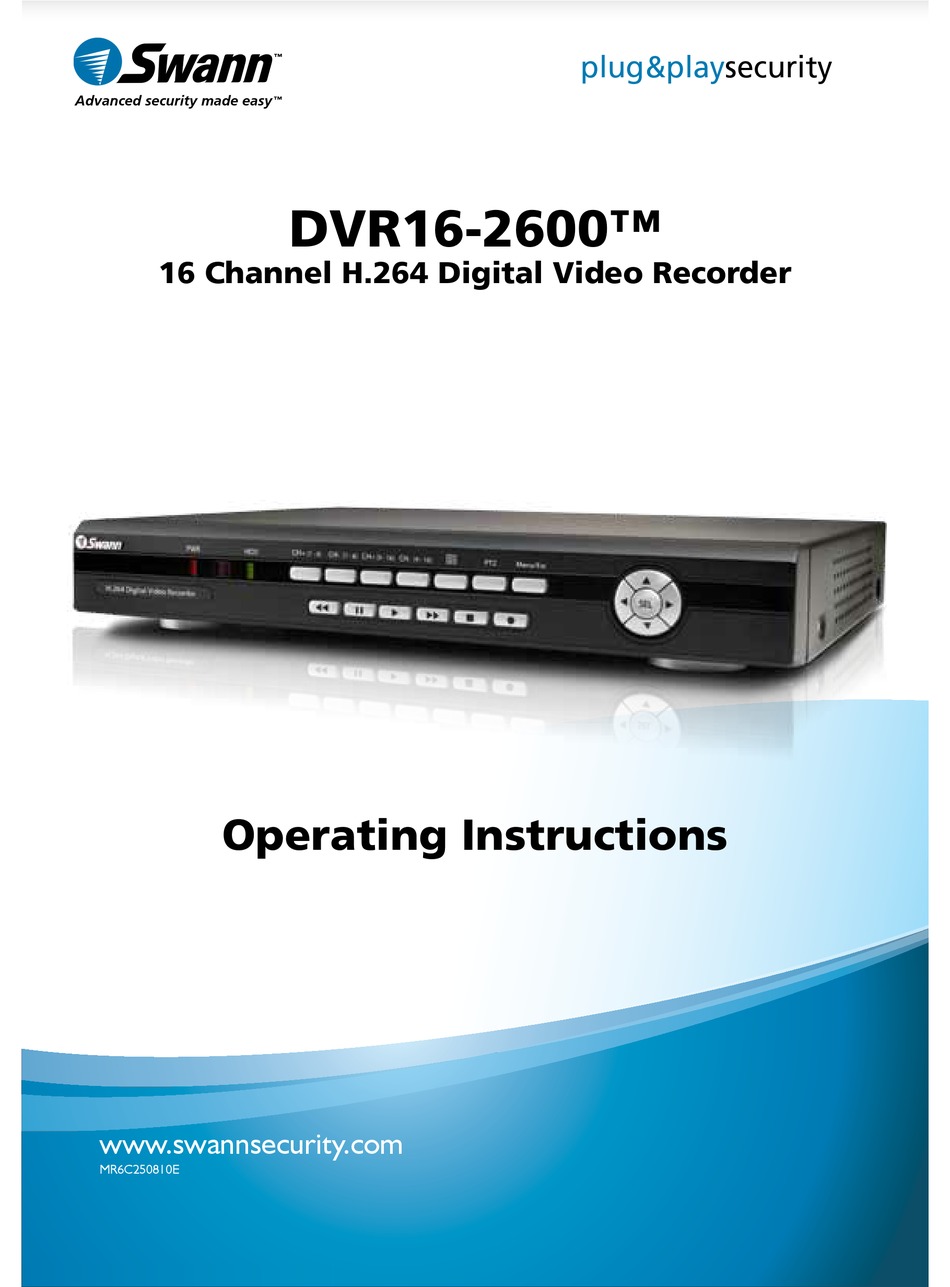 SWANN DVR162600 OPERATING INSTRUCTIONS MANUAL Pdf Download ManualsLib