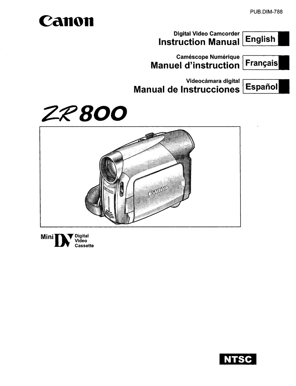 Canon Zr 800 Instruction Manual Pdf Download Manualslib