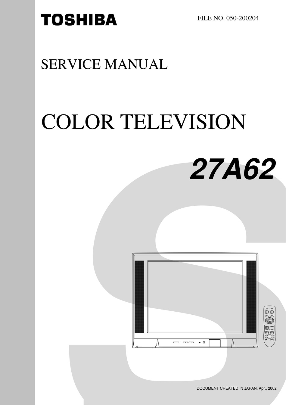 TOSHIBA 27A62 SERVICE MANUAL Pdf Download | ManualsLib