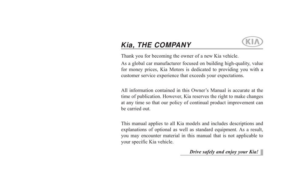 KIA AUTOMOBILE USER MANUAL Pdf Download | ManualsLib