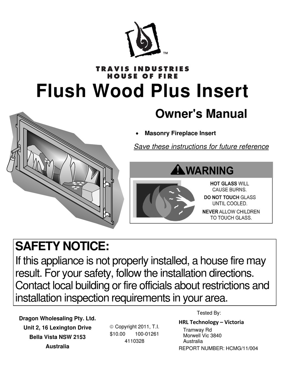 TRAVIS INDUSTRIES FLUSH WOOD PLUS INSERT OWNER'S MANUAL Pdf Download