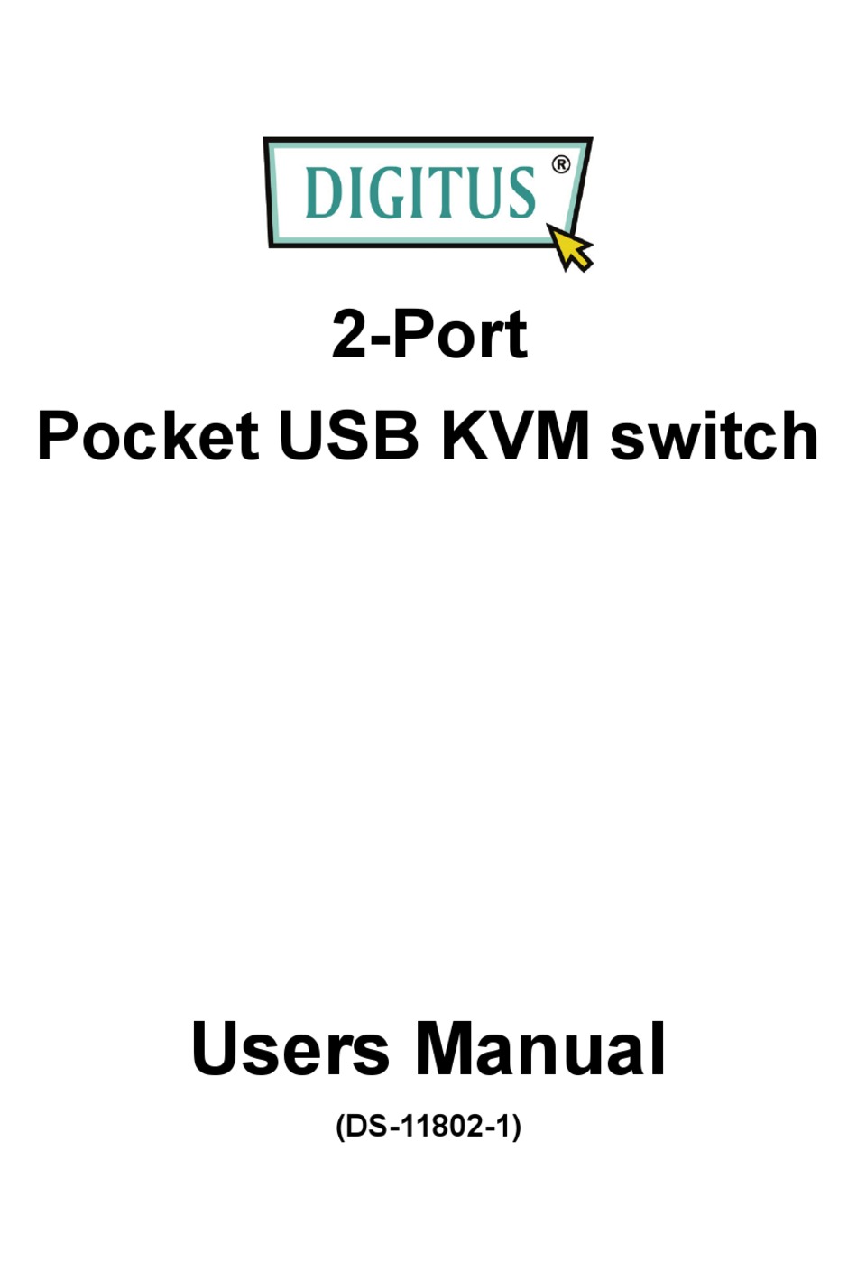 DIGITUS POCKET USB KVM SWITCH USER MANUAL Pdf Download ManualsLib