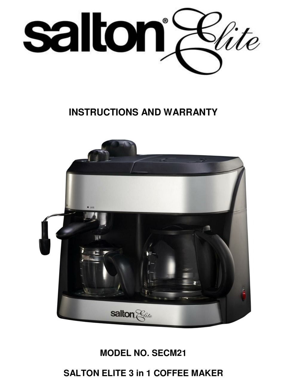SALTON ELITE SECM21 INSTRUCTIONS AND WARRANTY INFORMATION Pdf Download