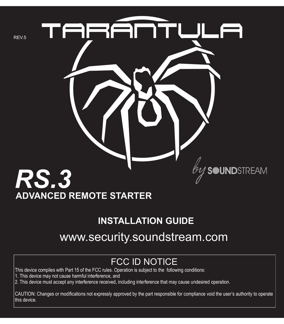 SOUNDSTREAM TARANTULA RS.3 INSTALLATION MANUAL Pdf Download