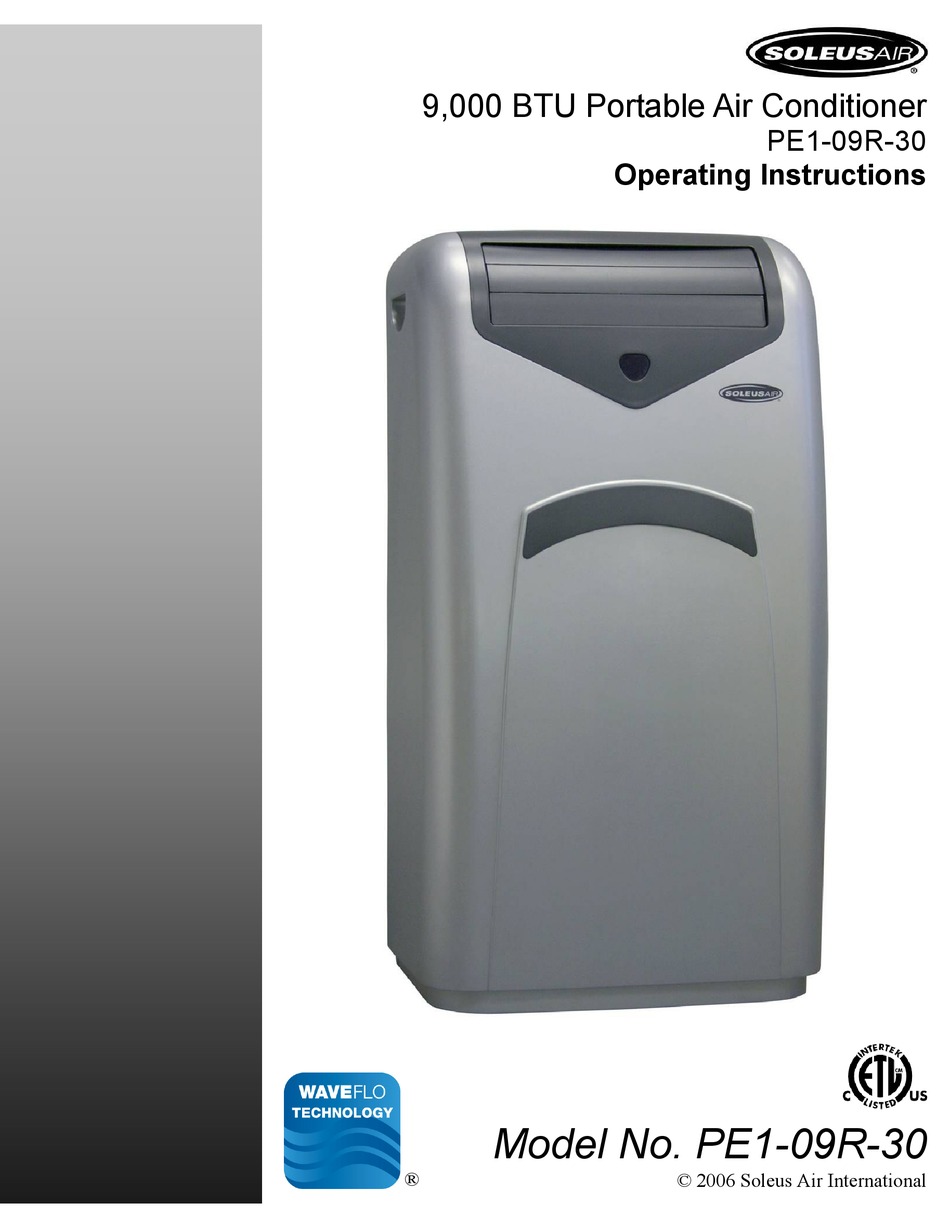 SOLEUS AIR PE109R30 OPERATING INSTRUCTIONS MANUAL Pdf Download