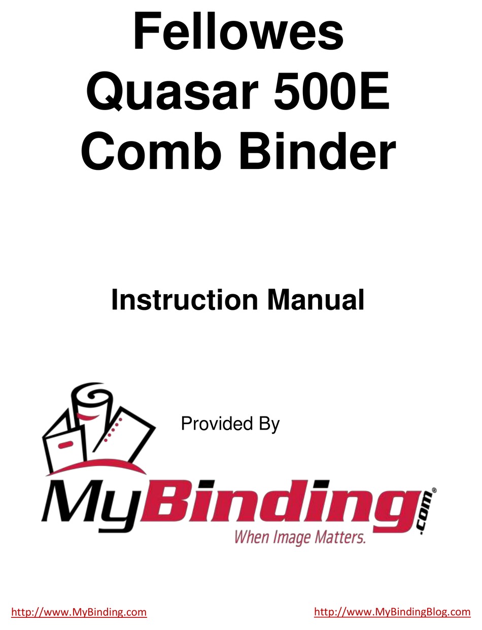 FELLOWES QUASAR 500E INSTRUCTION MANUAL Pdf Download | ManualsLib