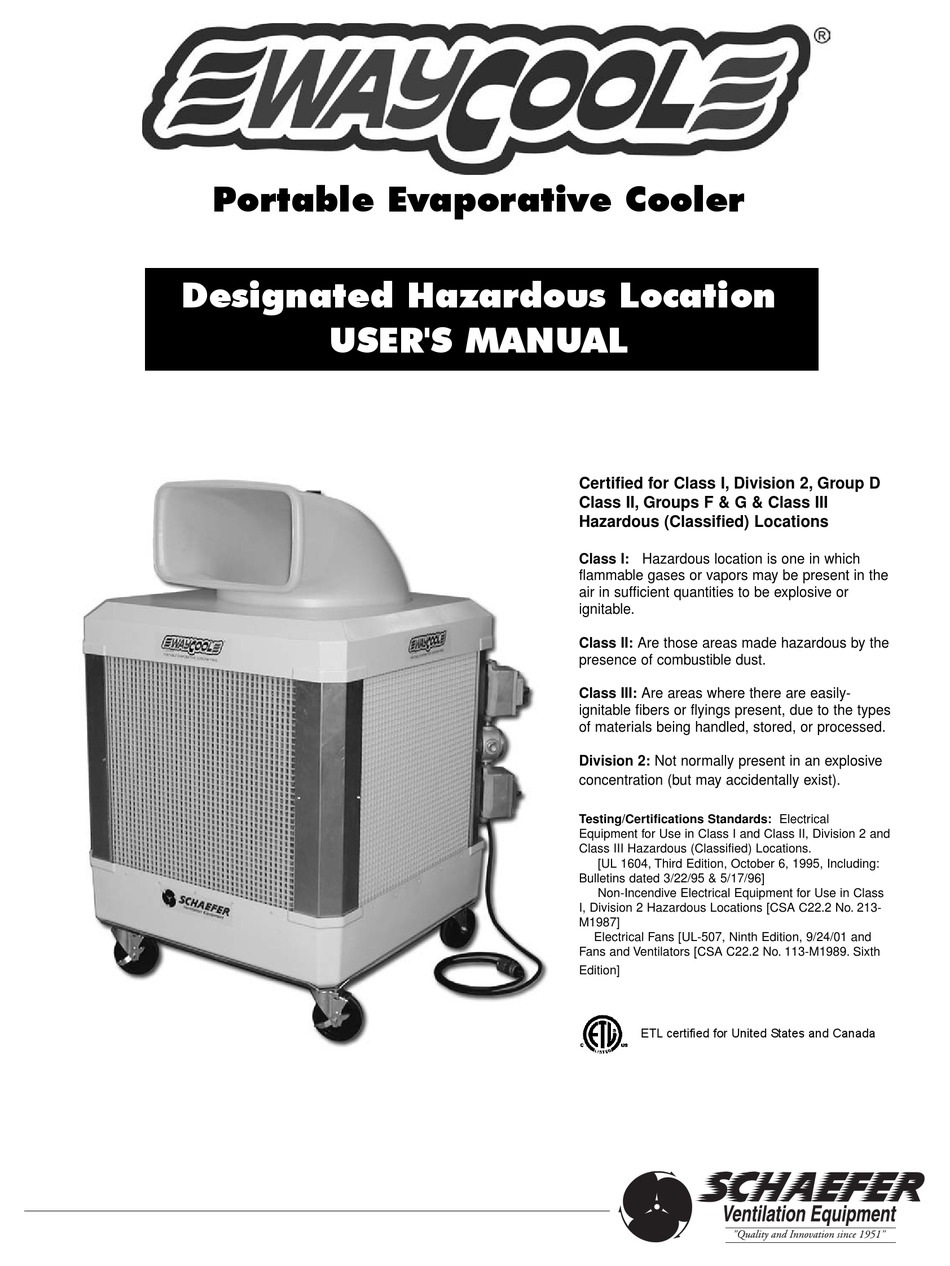 SCHAEFER WAYCOOL USER MANUAL Pdf 
