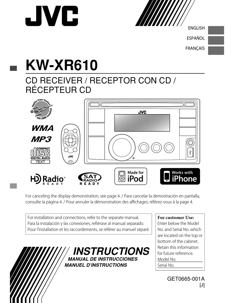 Jvc Kw Xr610 Instructions Manual Pdf Download Manualslib