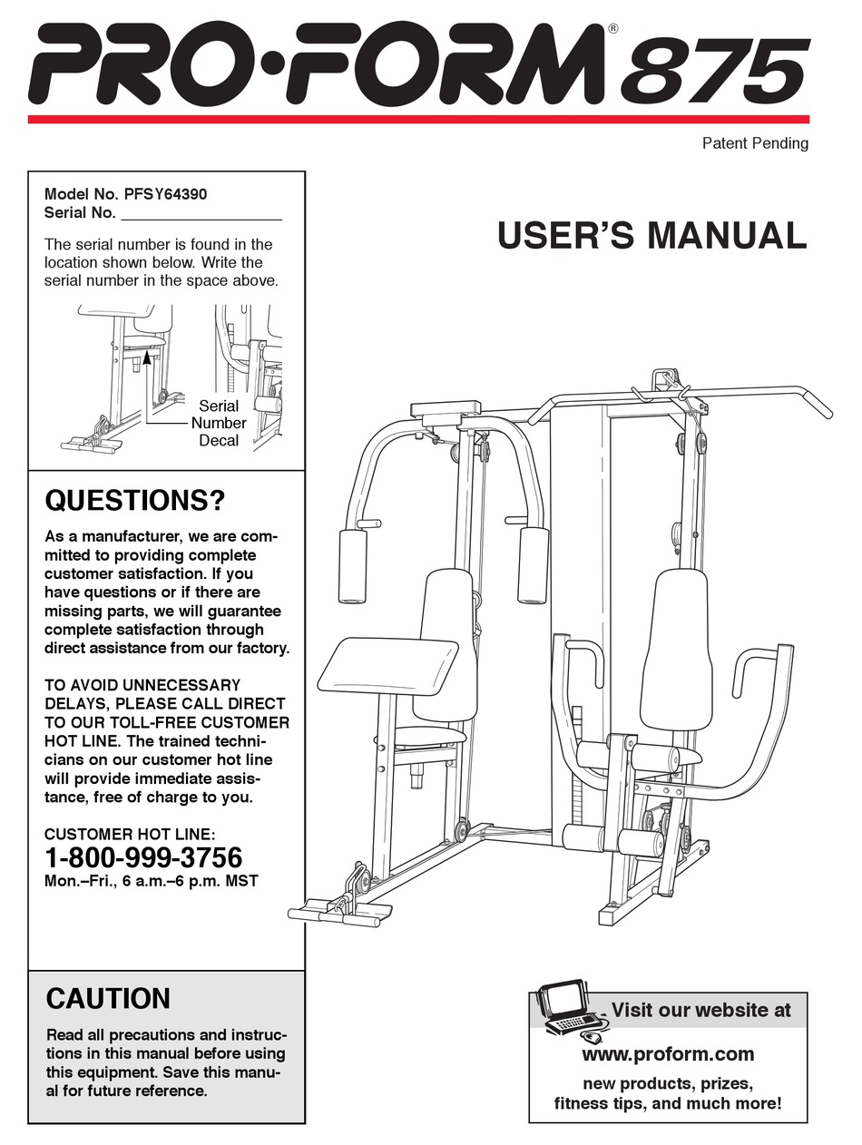 Proform 875 2025 home gym