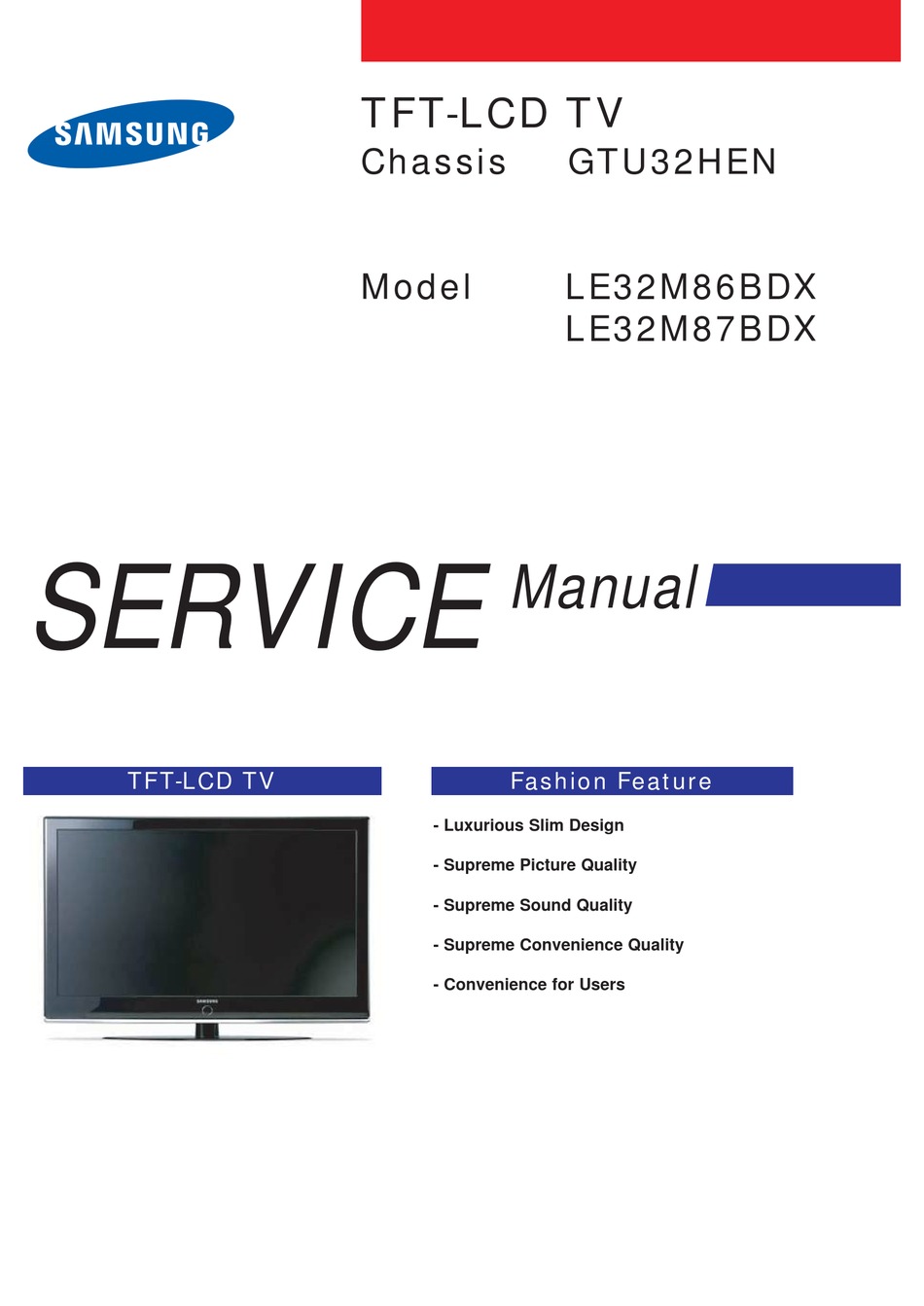 SAMSUNG LE32M86BDX SERVICE MANUAL Pdf Download | ManualsLib